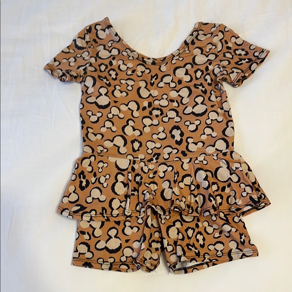 Wild Rich Kids Mickey Leopard Print Skirted Romper